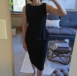 Badgley Mischka Black Sleeveless Peplum Dress | Size 2